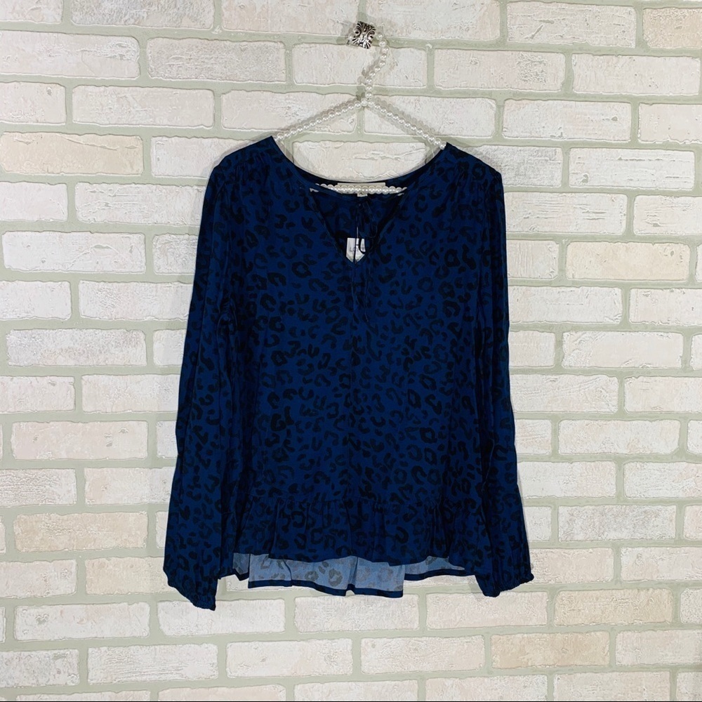 Loft Leopard Print Ruffle Hem Tie Neck… - image 4